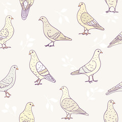 seamless cute doves