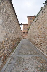 street in a medieval town. outdoor photography.