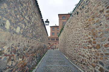 street in a medieval town. outdoor photography.