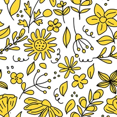 Deurstickers Seamless pattern of flowers isolated on white. Vector illustration © jolly_photo