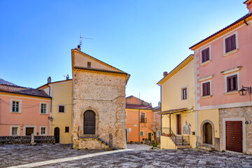Fototapeta na wymiar A small square of Campodimele, a medieval town of Lazio region, Italy.