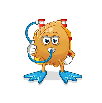 recommend clip art: dumpling diver cartoon. cartoon mascot vector