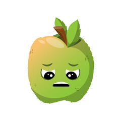 green apple. Funny character in cartoon style, smile and happiness on his face