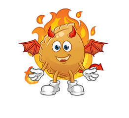 dumpling demon with wings character. cartoon mascot vector
