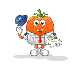 Obraz premium pumpkin pilot mascot. cartoon vector