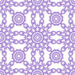 Floral seamless background. Graphic drawing in purple tones on a white background.