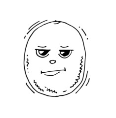 Kiwi laughs. Funny Face. Cheerful drawing of fruit. Hand drawing outline. Sketch Isolated on white background. Vector