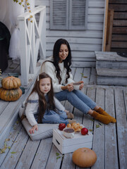 small happy family celebrating Thanksgiving.
