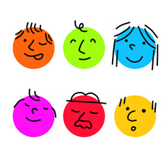 Set of Various bright basic Geometric Figures with face emotions.