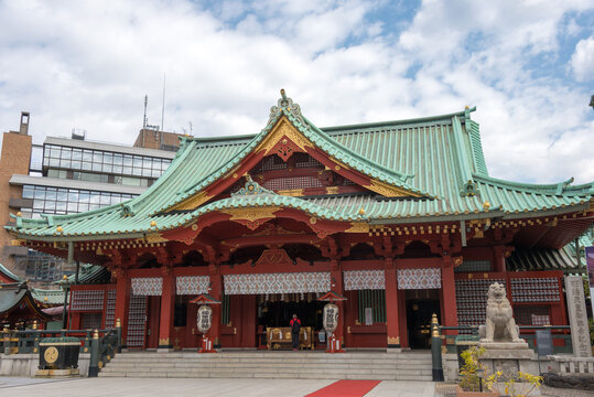 Tokyo, Japan - Mar 22 2021 - Kanda Myojin Shrine in Chiyoda, Tokyo, Japan. The Shrine was founded in 730.