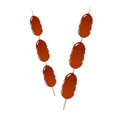 silkworm larva fried on a skewer Asian food delicacy vector drawing