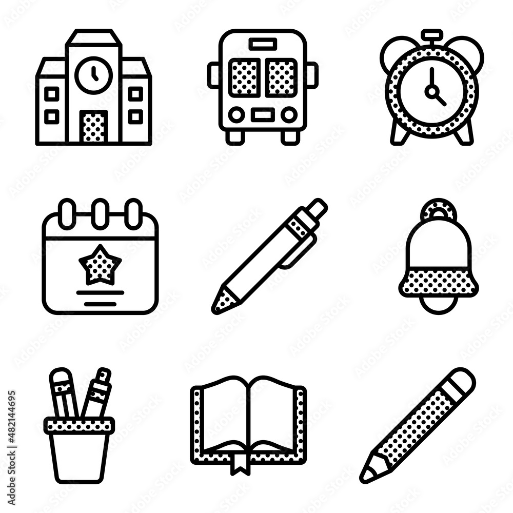 Poster education theme vector icons with simple and modern and simple style