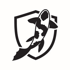 Koi fish logo black and white