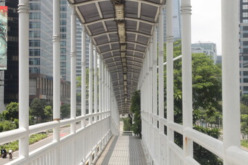 bus station bridge connector in the city