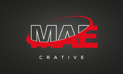 Fototapeta na wymiar MAE creative letters logo with 360 symbol Logo design
