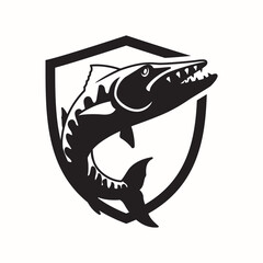 Barracuda fish logo black and white 