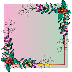 Doodle frame elements with flowers