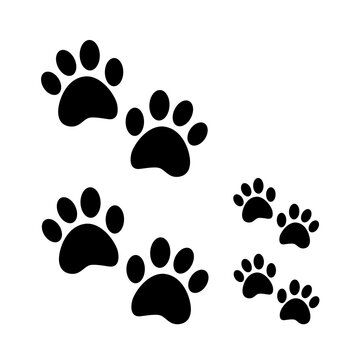 Animal footprints, black icon. Simple flat design. Isolated on white background vector illustration.