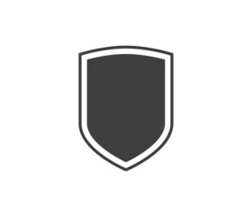 Shield black and white logo. Guarantee, insignia and guard symbol. Security vector icon