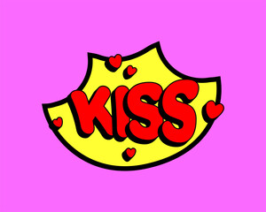 Comic style vector cool sticker. Bubble label, speech sticker with word for comics book. Humor pop balloon illustration