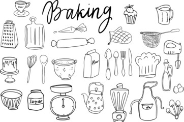 Baking elements isolated on white background. Vector.