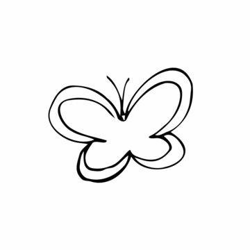 Butterfly continuous line vector illustration. Modern continuous line drawing of simplicity butterfly silhouette for logo and tattoo.
