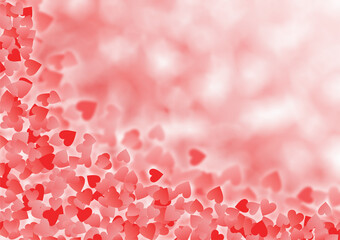 Red bokeh background with hearts