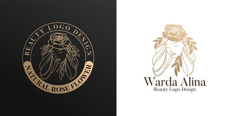 beauty woman gold logo template