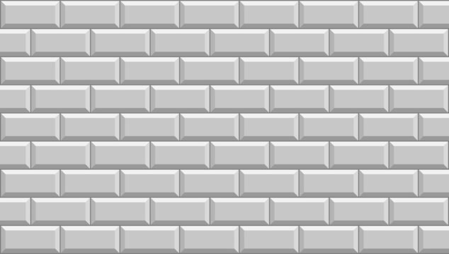 Subway Tile Background. Grey Brick Wall Pattern For Kitchen And Bathroom. Vector Illustration.