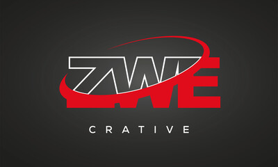 Fototapeta na wymiar ZWE creative letters logo with 360 symbol Logo design