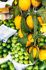 Sri Lanka Bazaar. Tropical fruits and vegetables in outdoor market in Sri Lanka. 