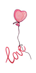 Watercolor balloon with the inscription Love.