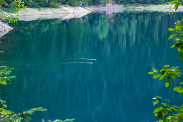 View of the Black Lake on mountain.