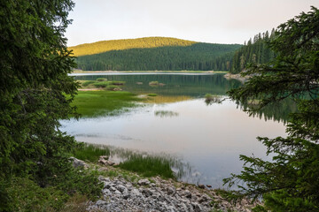 View of the Black Lake on mountain.