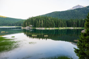 Fototapeta na wymiar View of the Black Lake on mountain.
