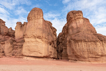 Fototapeta premium Fantastically beautiful mountain nature in Timna National Park near Eilat, southern Israel.