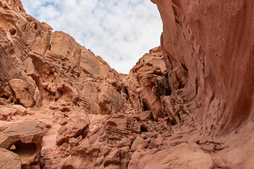 Fantastically  beautiful mountain nature in Timna National Park near Eilat, southern Israel. - obrazy, fototapety, plakaty