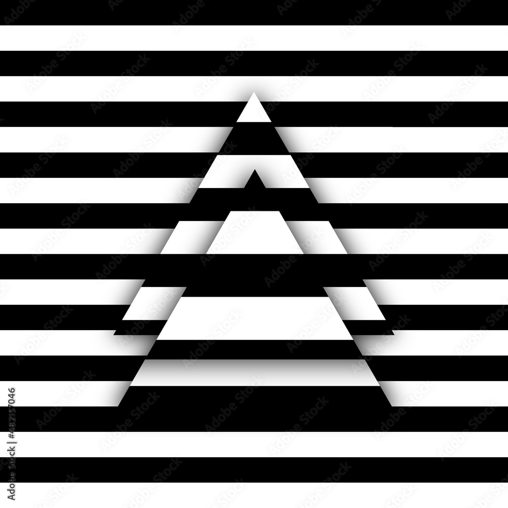 Poster pair of triangles striped design in relief with drop shadows