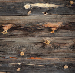 wooden background, old boards with knots