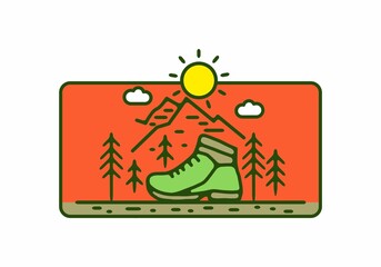 Line art illustration of outdoor shoes