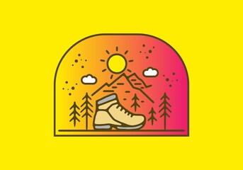 Line art illustration of outdoor shoes