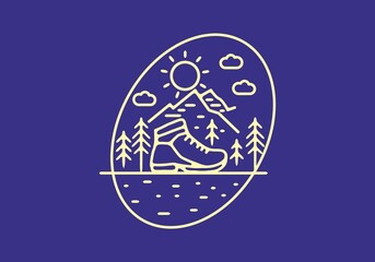Line art illustration of outdoor shoes