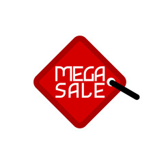 Mega Sale. Red tag sign isolated on white background