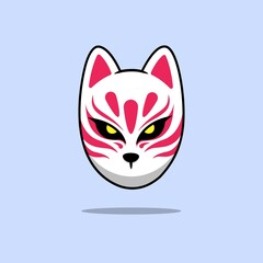Fototapeta na wymiar Cute Kitsune Mask Cartoon Vector Icon Illustration. Animal Icon Concept Isolated Premium Vector. Flat Cartoon Style