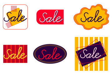 Signs, banners with the word Sale. A set of labels for sale. Vector graphics.