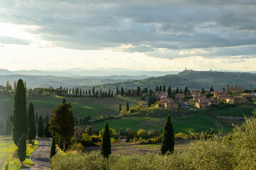 Beautiful scenic Tuscany landscape during the fall