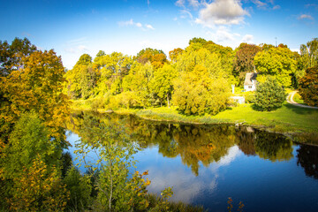 autumn landscape in bauska, latvia, baltic countries, baltics, europe