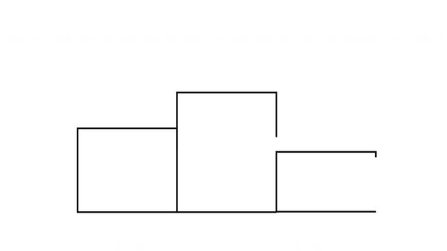 Winners' podium self drawing animation. First, second, third place. Line art.