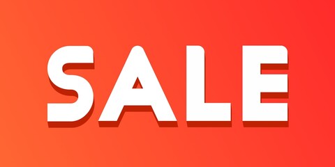 The inscription sale on a light red background. Poster banner