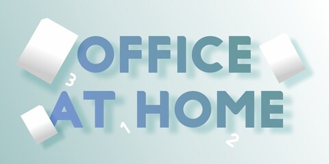 The inscription office at home on a blue background.